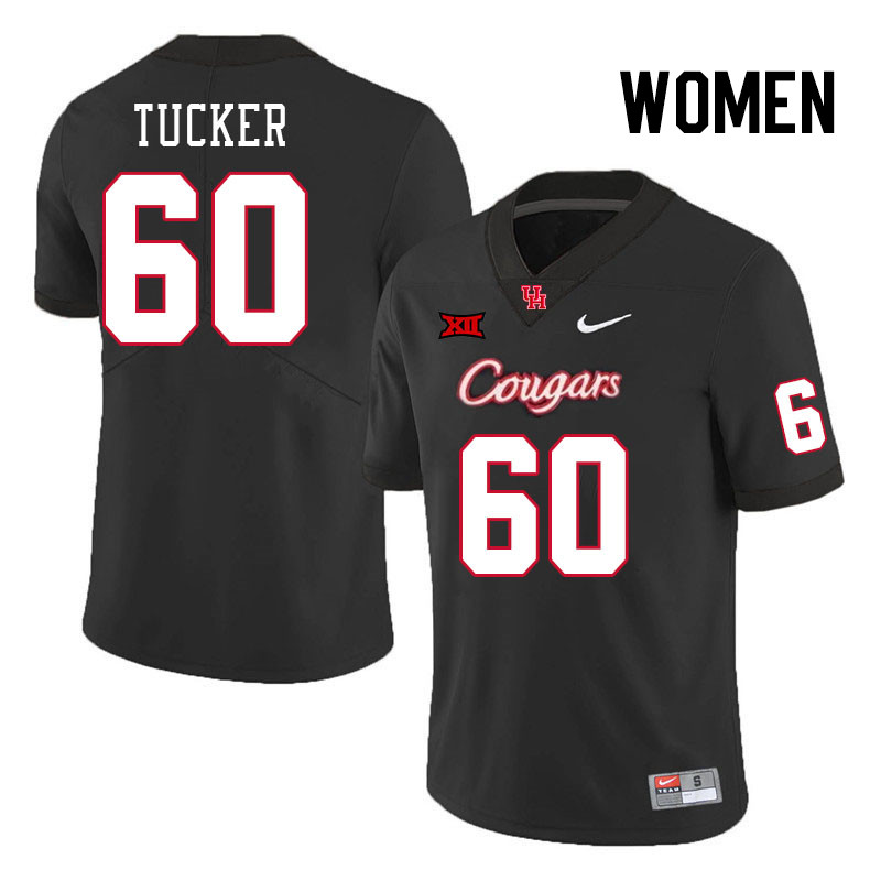 Women #60 Cross Tucker Houston Cougars College Football Jerseys Stitched Sale-Black - Click Image to Close
